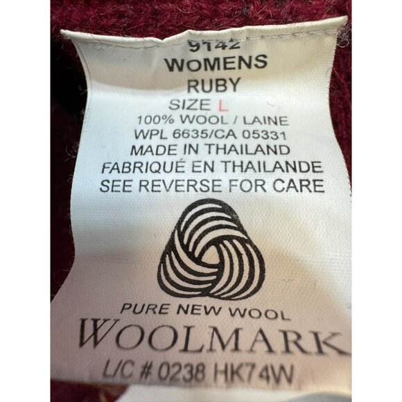 Woolrich Womens Wool Sweater L Ruby 100% Wool Long Sleeve Two Front Pockets - Picture 3 of 12